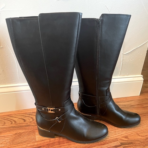 Liz Claiborne women’s black boots with gold size 11 - Picture 1 of 7